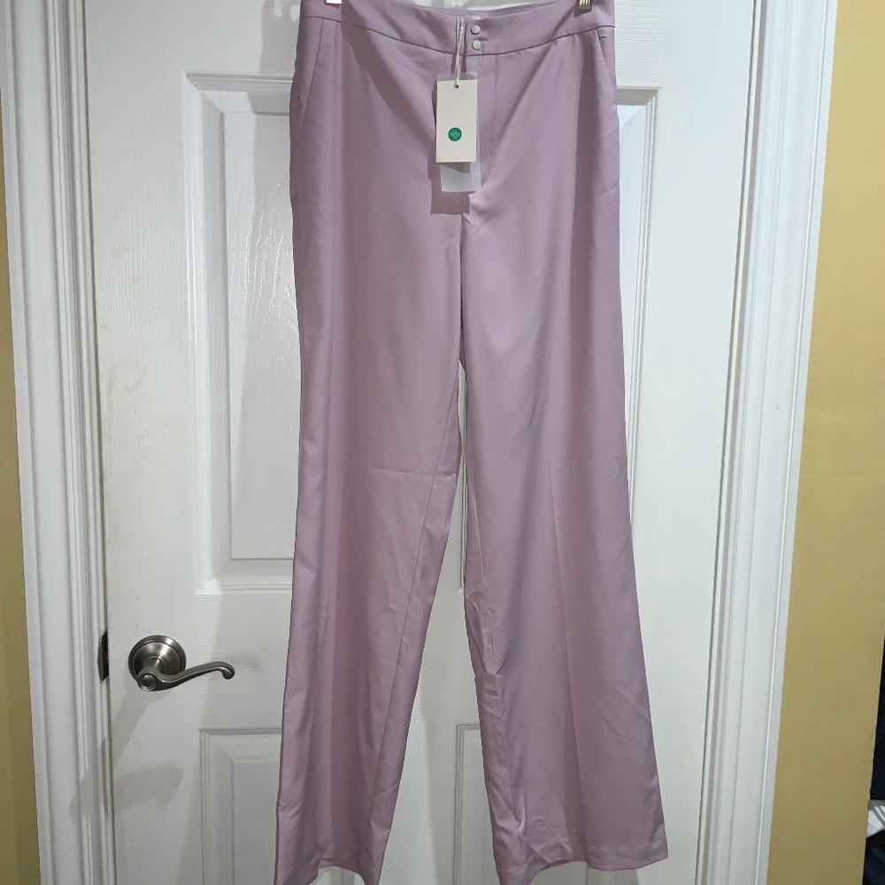 Commense pink  high waist front zip pants Sz S belt loops pockets New